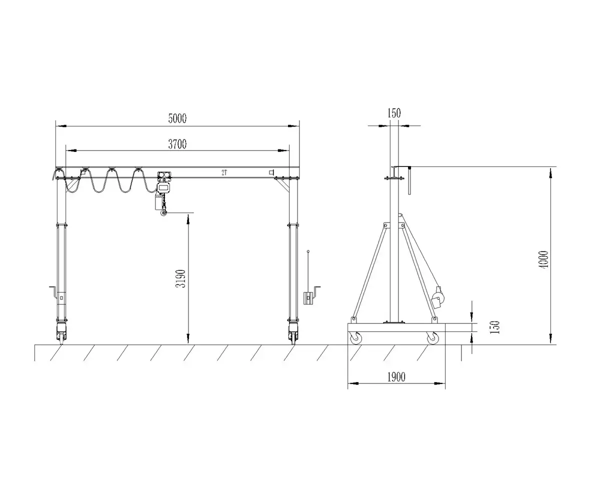 Grue portique portable en aluminium personnalisée