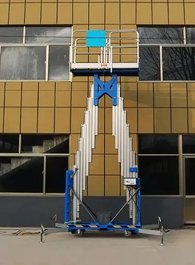 Plateforme élévatrice en aluminium à mât double pour l'entretien des bâtiments