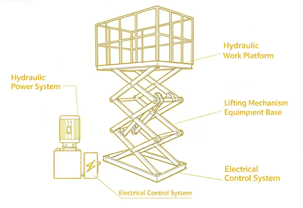 Mesa Elevatória Hidráulica de Tesoura para Manuseamento de Materiais