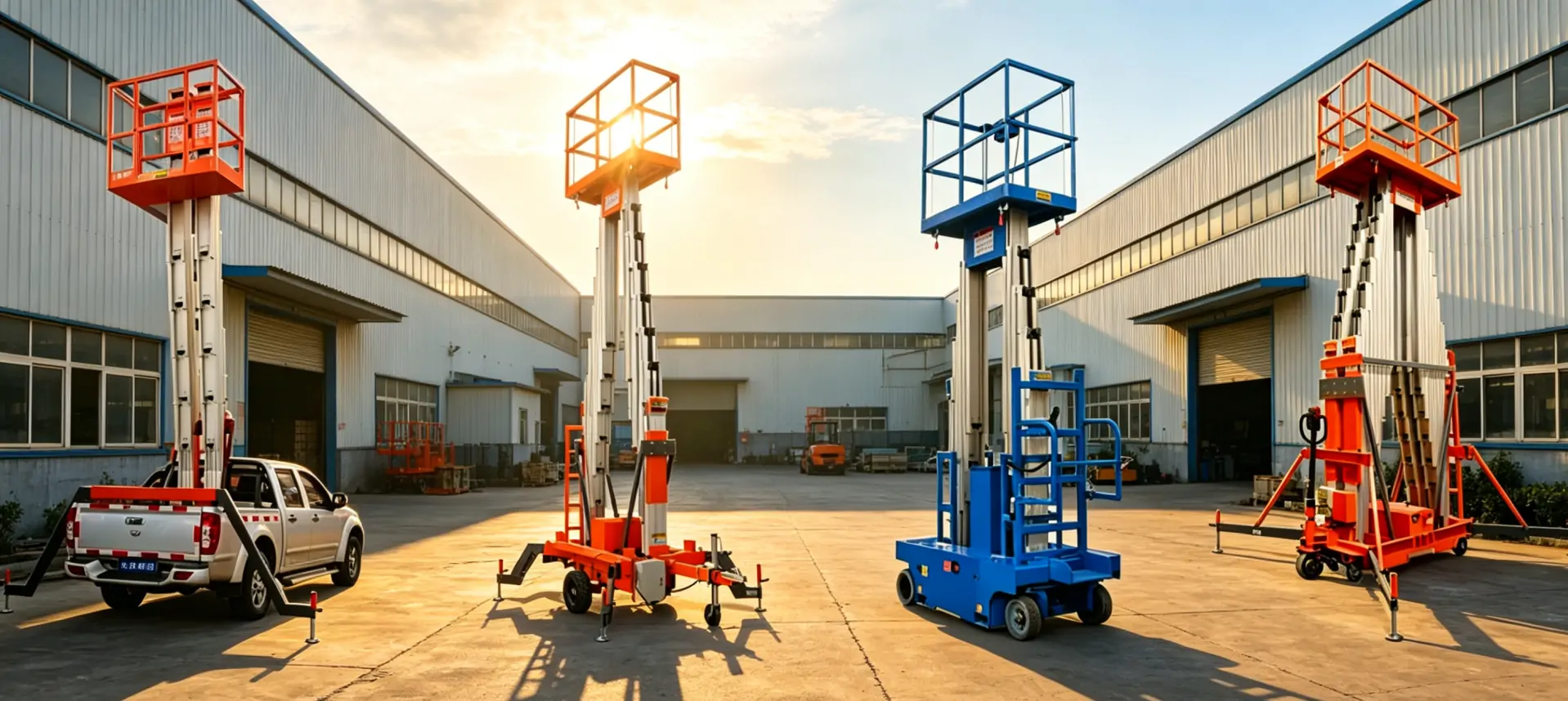 Plataformas elevatórias portáteis com mastro vertical