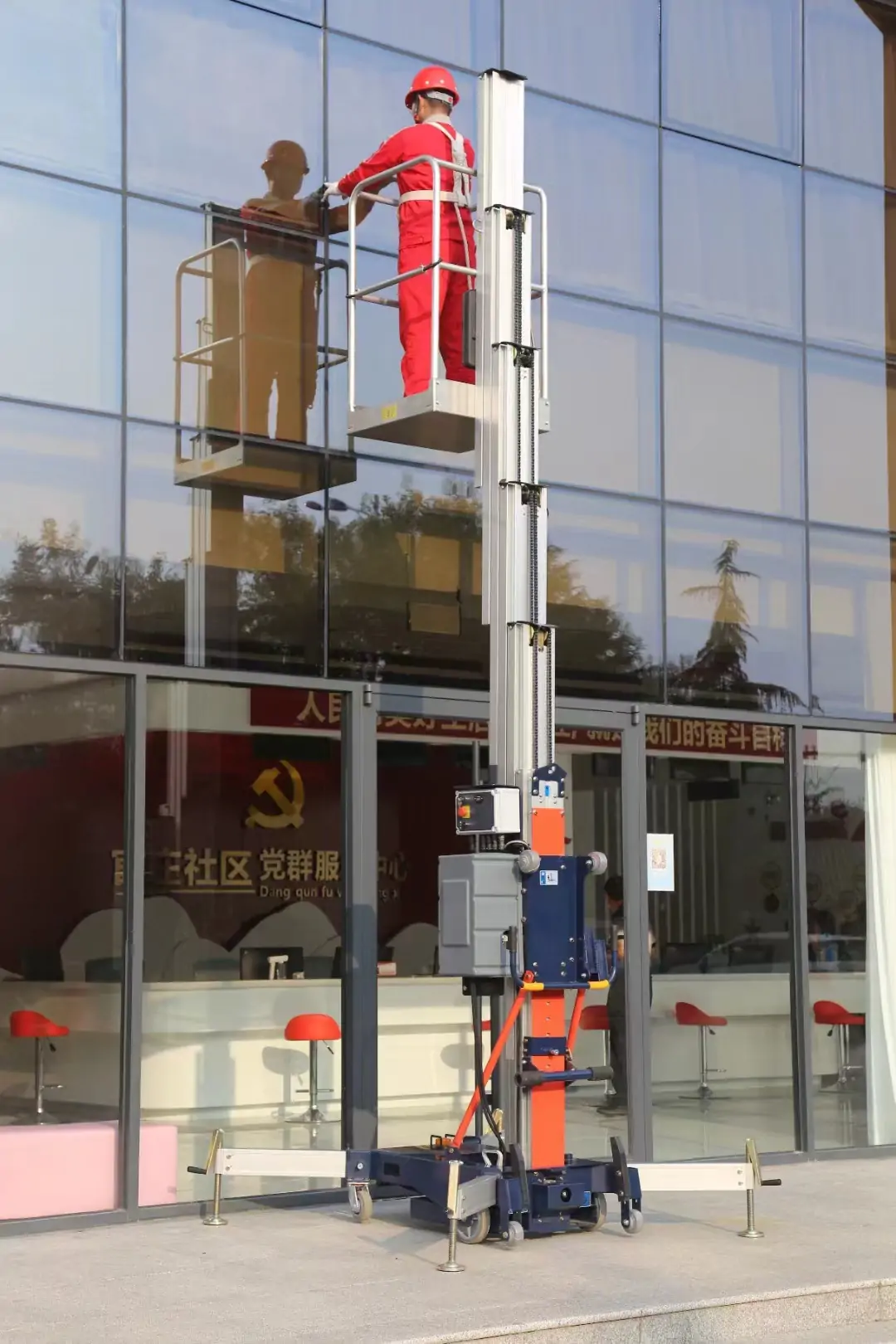 Plateforme élévatrice portative en aluminium à mât unique