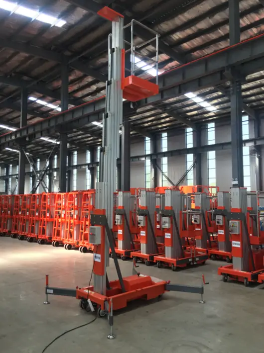 Plateforme élévatrice portative en aluminium à mât unique