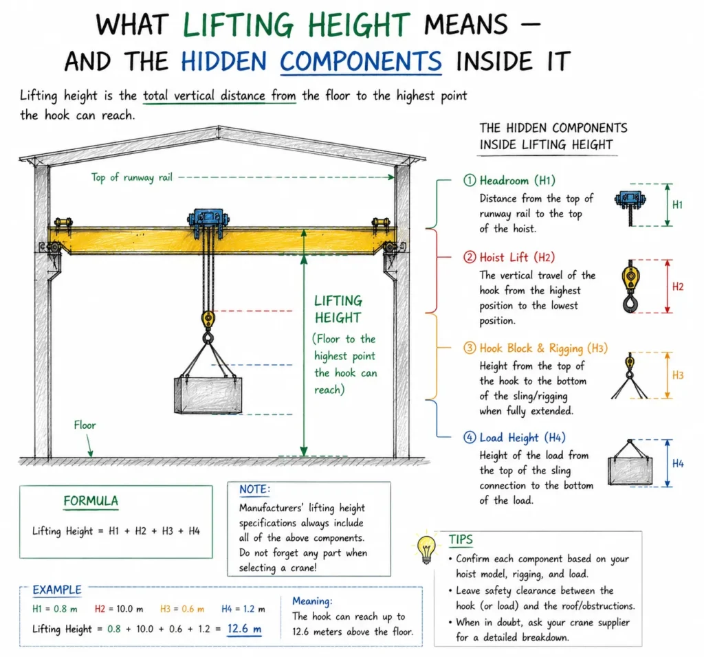Crane Lifting Height Components Explained Diagram